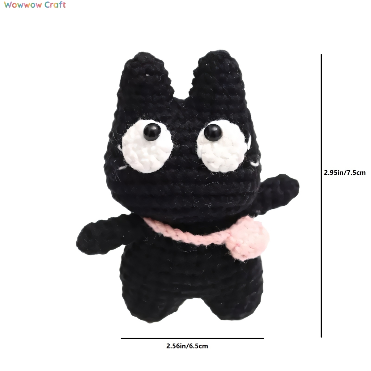 Pendants,Crochet Doll,Cute Handmade Crocheted Little Black Cat Doll - Hand-Crochet Doll